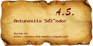 Antunovits Sándor névjegykártya