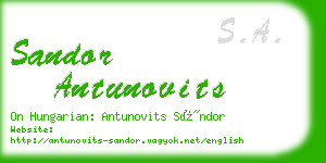 sandor antunovits business card